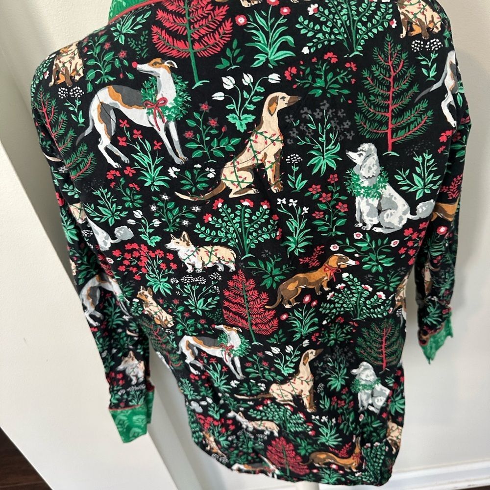 Printfresh Green Pajama Top with Whimsical Holiday Print S - Picture 5 of 6